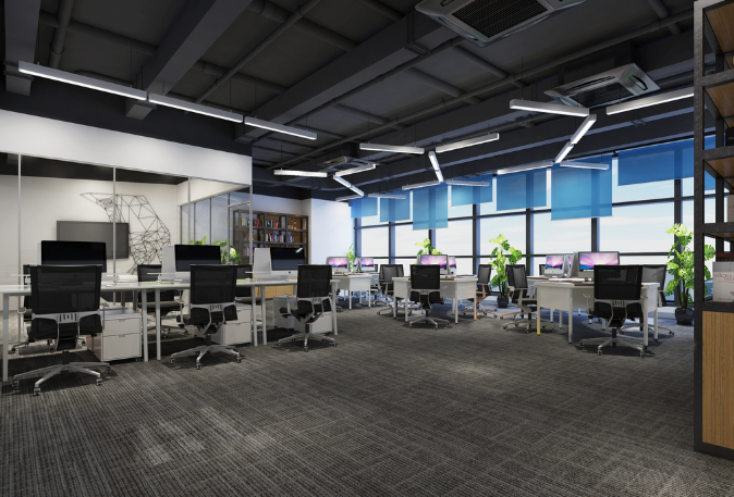 上海辦公室裝修中藍(lán)色遮陽(yáng)簾的應(yīng)用與效果